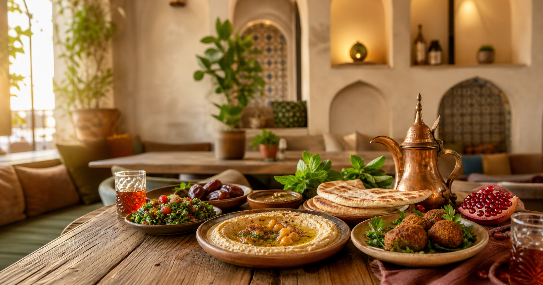 Warm Peace Middle East Cafe interior with Middle Eastern food and tea